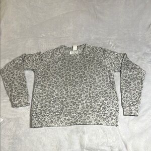 Gray Leopard Print Long Sleeve Top NWOT